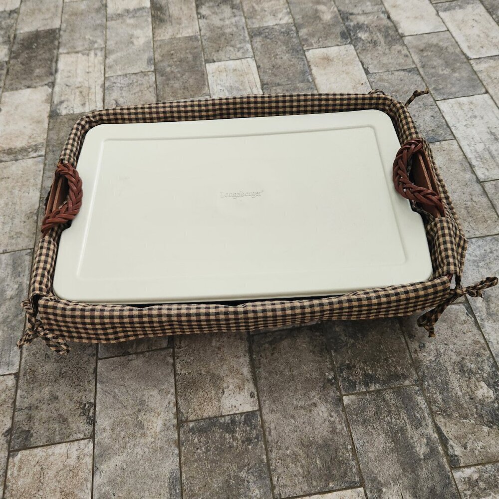 Longaberger Lined Hostess Serving Tray & Basket